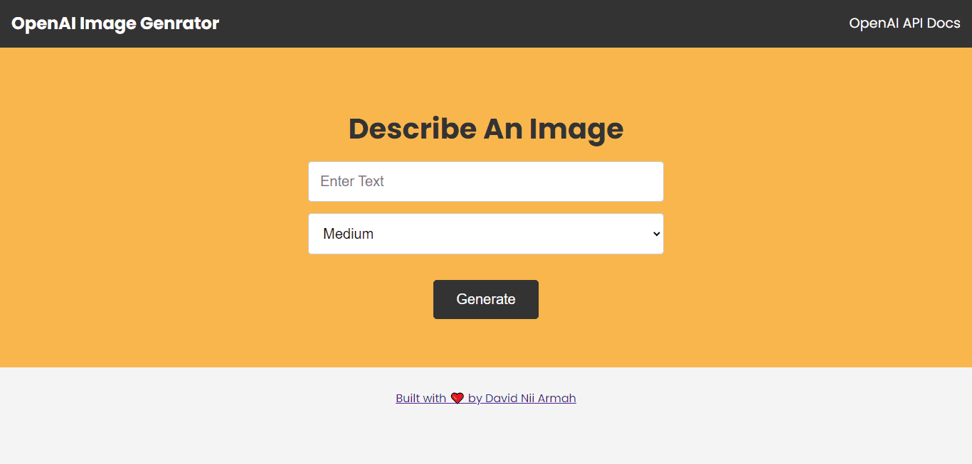 An Open AI Image Generator  Website